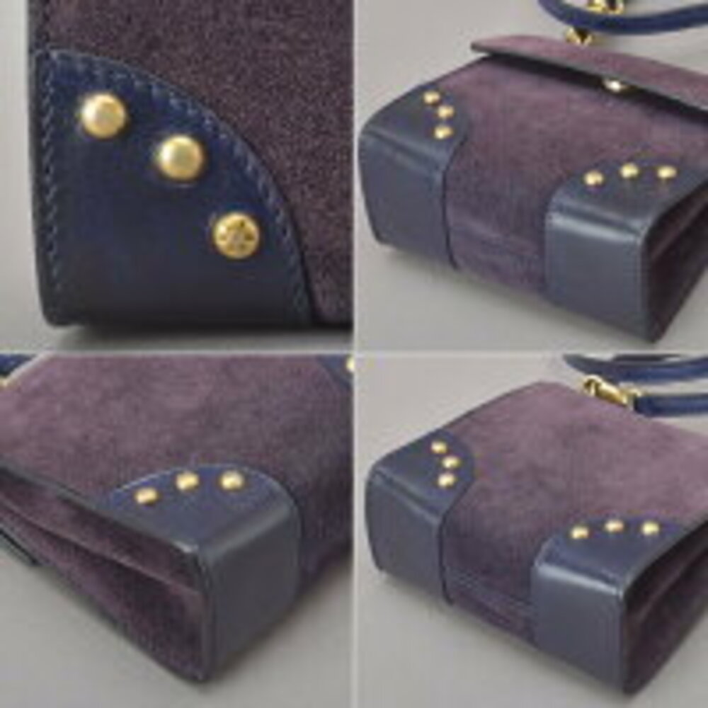 Celine shoulder bag handbag suede leather purple blue pouch crossbody - Picture 10 of 10